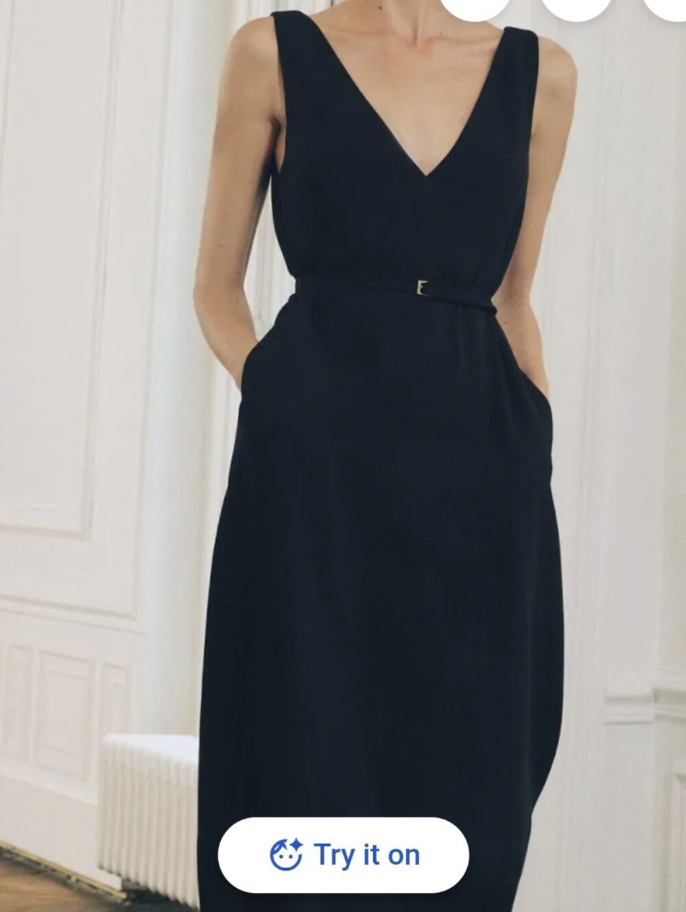 Zara Black V-Neck Sleeveless Midi Dress - Picture 1 of 6